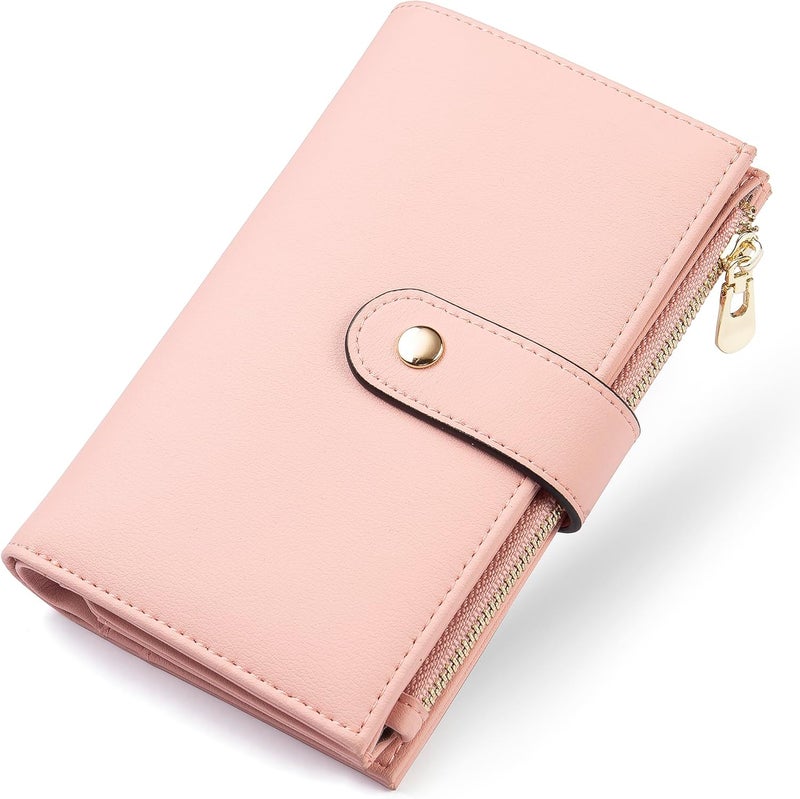 yiijay Womens Wallet RFID Blocking Leather Trifold Clutch Wallet Credit Card Holder Ladies Travel Wallet Purse with Pen Holder - Image 1